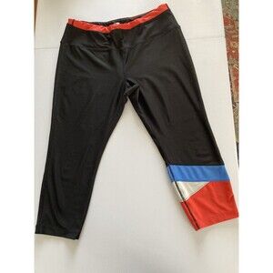 Avia Women’s Leggings XL 16-18 Black Capris Multi Color Leg Good Condition Cool